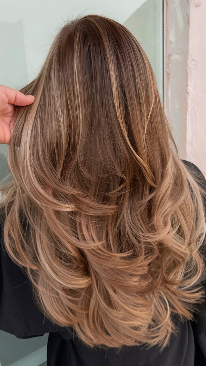 Soft bronde balayage with dimensional highlights at OREL Hair & Beauty in Knightsbridge, London